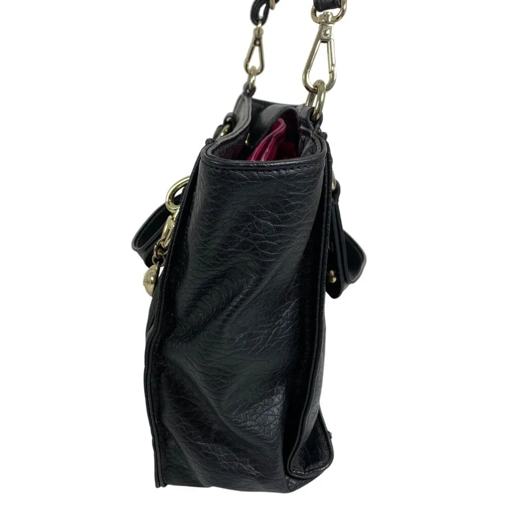 JUICY COUTURE Black Vegan Leather Medium Crossbody Shoulder Bag + Heart Charm